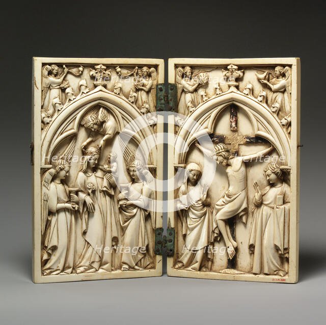 Diptych with Virgin and Child and Crucifixion, French, 14th century (?). Creator: Unknown.