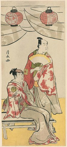 The Actors Ichikawa Monnosuke II and Segawa Kikunojo III, from a pentaptych of eleven acto..., 1788. Creator: Torii Kiyonaga.