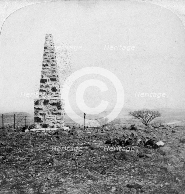 Monument to the 27th Inniskillings, Hart's Hill, near Colenso, Natal, South Africa, Boer War, 1901. Artist: Underwood & Underwood