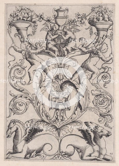 Ornamental Panel, ca. 1514-36. Creator: Agostino Veneziano.