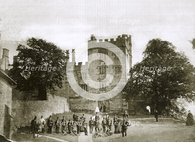 Visit of 200 Belgian volunteers to Haddon Hall, Derbyshire, 1867. Artist: Unknown