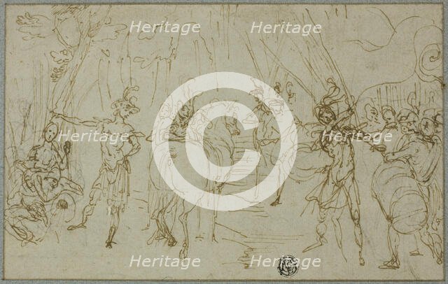 Scene with Soldiers, c.1589. Creator: Ludovico Cardi.