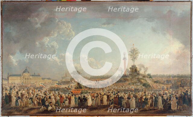 Fete de l'Etre supreme, (Festival of the Supreme Being) in Champ-de-Mars, c1794. Creator: Pierre-Antoine Demachy.