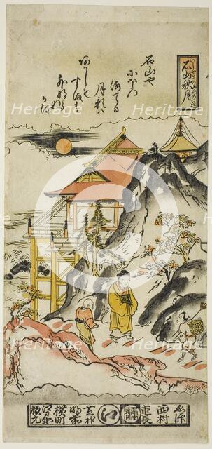 Autumn Moon at Ishiyama (Ishiyama no aki no tsuki), No. 8 from the series "Eight Views..., c.1716/36 Creator: Nishimura Shigenaga.