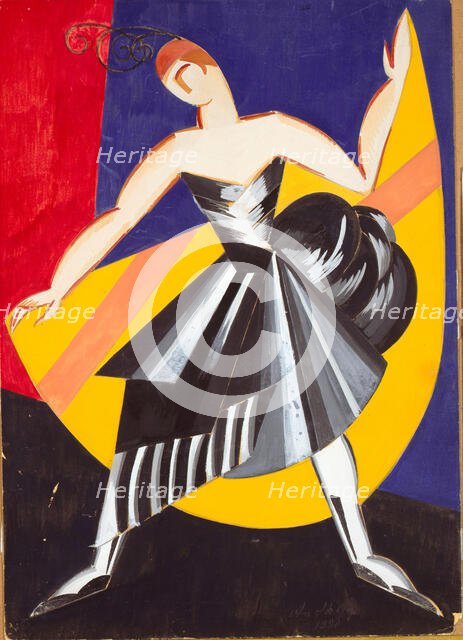 Design of the Spanish costume for dancer Elsa Krüger, 1920. Creator: Exter, Alexandra Alexandrovna (1882-1949).