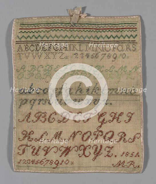 Sampler, Germany, 1851. Creator: Unknown.