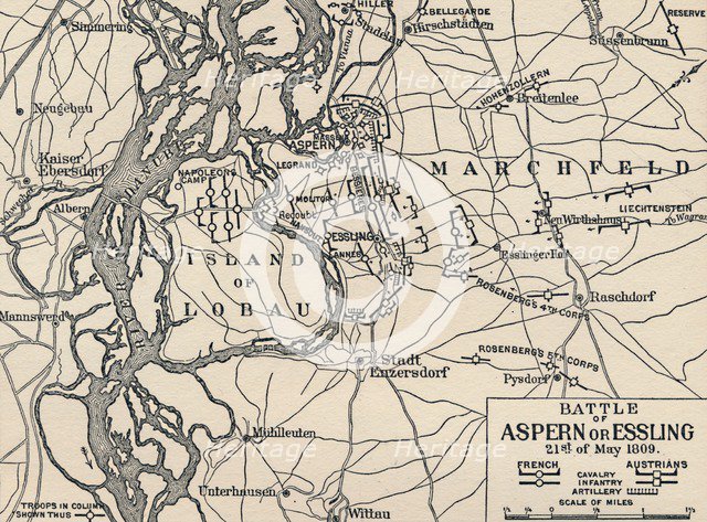 'Battle of Aspern or Essling, 21st of May 1809', (1896). Artist: Unknown.