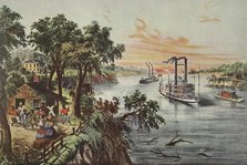 Low Water In The Mississippi, pub. 1868, Currier & Ives (Colour Lithograph)