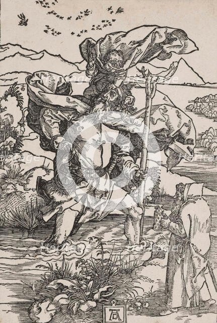 St. Christopher Carrying the Infant Christ Across a River, about 1503-1504. Creator: Albrecht Durer.