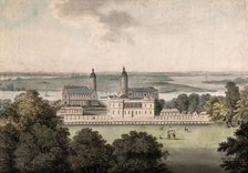 The Royal Naval Hospital and the Queen's House, Greenwich, the Isle of Dogs beyond, c1800s.. Creator: George Samuel.