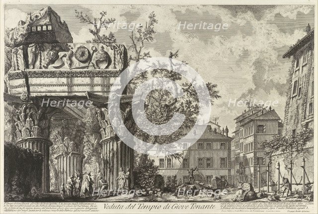 Veduta with the Temple of Jupiter Tonans, c. 1755. Artist: Piranesi, Giovanni Battist (1720-1778)