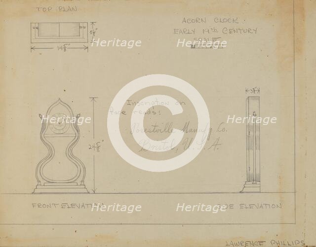 Clock, c. 1936. Creator: Lawrence Phillips.