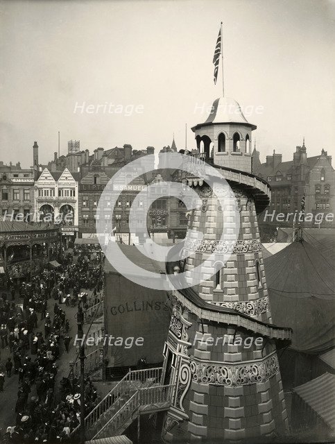 Helter skelter, Goose Fair, Market Place, Nottingham, Nottinghamshire, 1914. Artist: Unknown