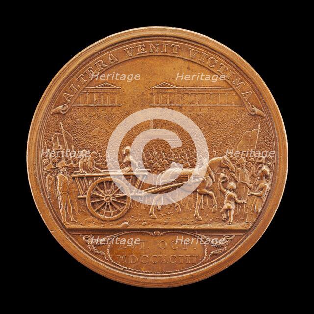 Queen Marie-Antoinette Led to the Guillotine [reverse], 1793. Creator: Heinrich Conrad Küchler.