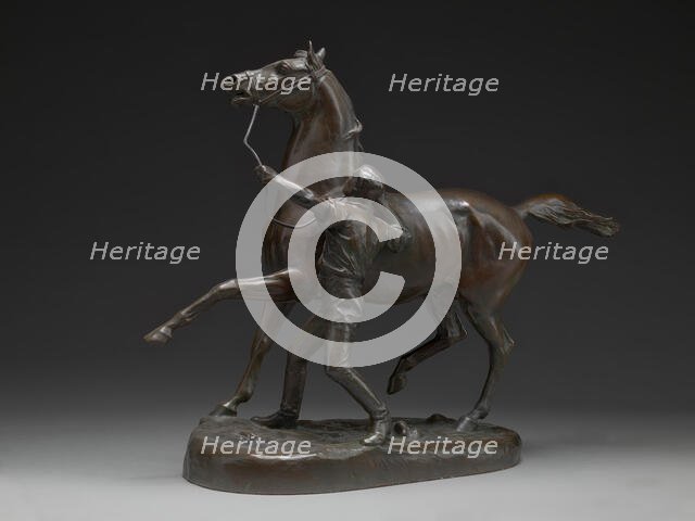Horse and Stable Lad, ca. 1890. Creator: Adrian Jones.