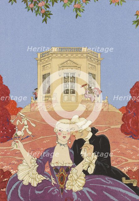 Illustration for "Fêtes galantes" by Paul Verlaine, 1928. Creator: Barbier, George (1882-1932).
