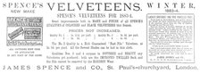 Spence's Velveteens, 1883.  Creator: Unknown.
