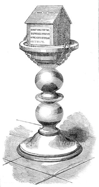 The Cotton Famine: box at Bristol for subscriptions to the distressed operatives fund, 1862. Creator: Unknown.