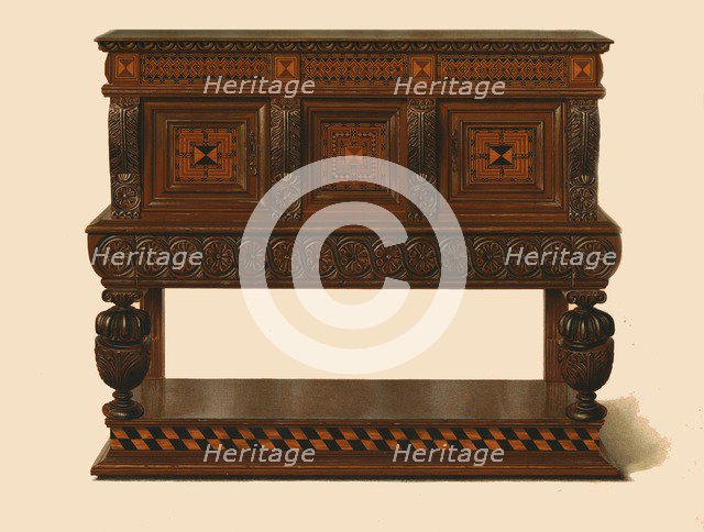 Walnut and oak standing buffet, 1904. Artist: Shirley Slocombe.