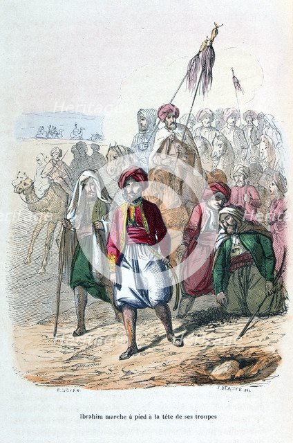'Ibrahim Pasha Marching at the Front of His Troops', 1811-1818 (1847). Artist: Jean Adolphe Beauce