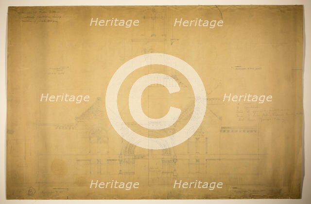 Proposed Fine Arts Museum, World's Columbian Exposition, Chicago, Entrance Elevation, c. 1890. Creator: John Wellborn Root.