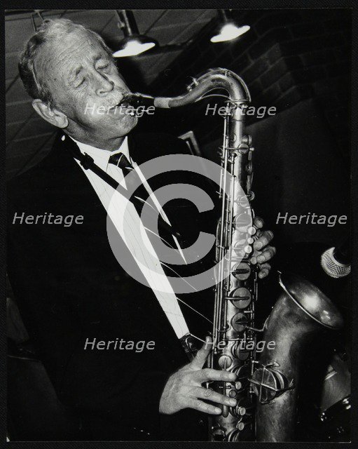 Tenor saxophonist Spike Robinson playing at The Fairway, Welwyn Garden City, Hertfordshire, 1992. Artist: Denis Williams