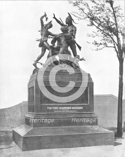 Memorial of the Fort Dearborn Massacre, Chicago, Illinois, USA, c1900.  Creator: Unknown.