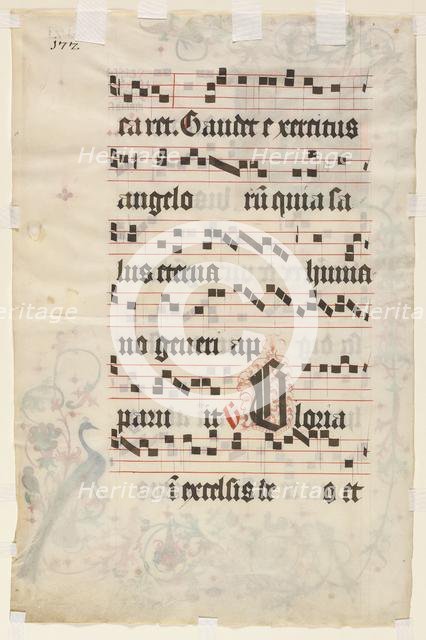 Leaf from an Antiphonary: Text (verso), c. 1480. Creator: Unknown.