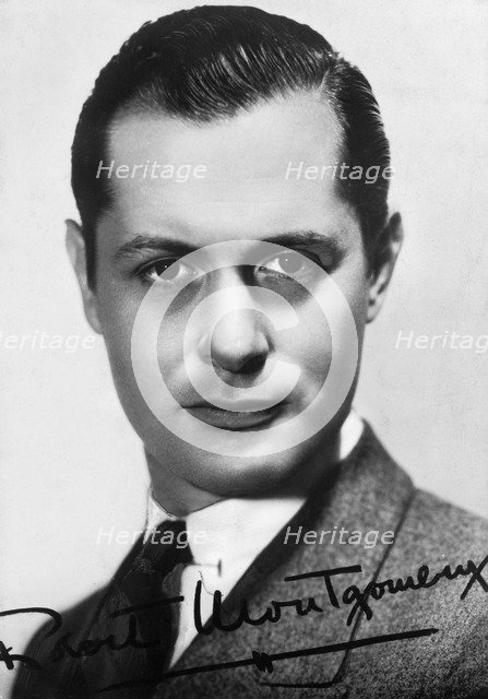 Robert Montgomery (1904-1981), American actor and director, c1930s-c1940s. Signed photograph. Artist: Unknown