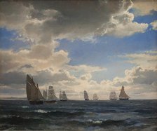 Sailing Ships in the Sound south of Kronborg, 1857. Creator: Carl Frederik Sorensen.