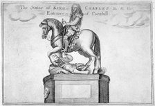 Statue of Charles II at the entrance of Cornhill in the Stocks Market, Poultry, London, 1740. Artist: Anon