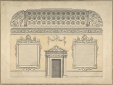 Design for Section of a Rococo Room, with a Coved Ceiling and Ornamented Corinthian..., ca.1750. Creator: Attributed to Thomas Lightoler.