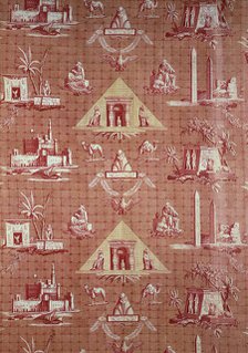 Les Monuments d'Egypte (The Monuments of Egypt), furnishing fabric, France, c. 1800.  Creator: Oberkampf Manufactory.