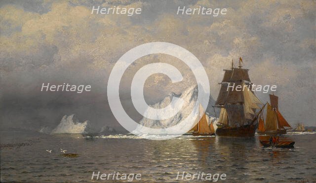Whaler and Fishing Vessels near the Coast of Labrador, about 1880. Creator: William Bradford.