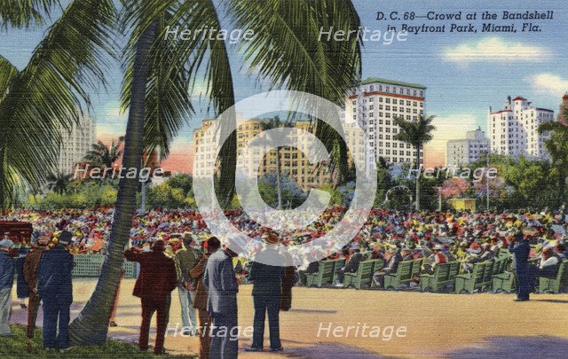 Crowd at the Bandshell in Bayfront Park, Miami, Florida, USA, 1941. Artist: Unknown