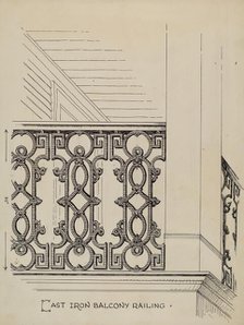 Cast Iron Balcony Railing, c. 1936. Creator: Thomas Byrne.