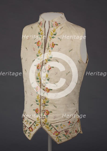 Waistcoat, France, Embroidered 1780s; altered 1795-1805. Creator: Unknown.