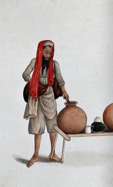 Delhi: a bheestie, a servant who draws and carries water, (between 1800 and 1899?). Creator: Unknown.
