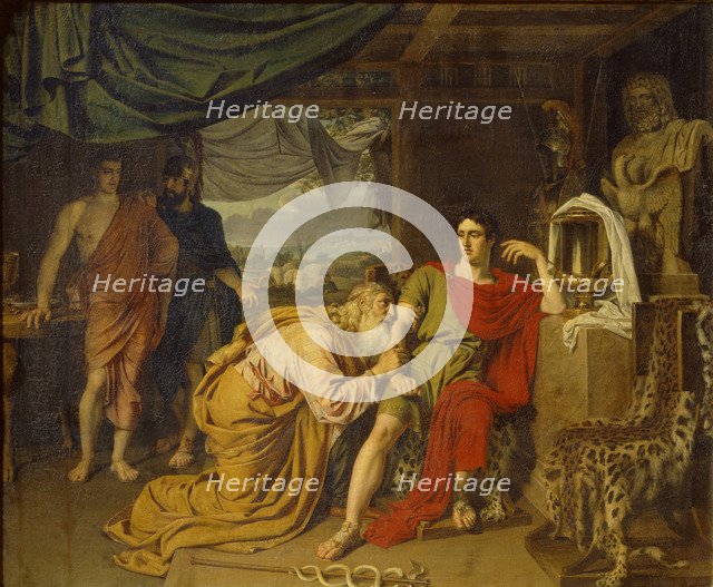 Priam tearfully supplicates Achilles, begging for Hector's body, 1824. Artist: Ivanov, Alexander Andreyevich (1806-1858)