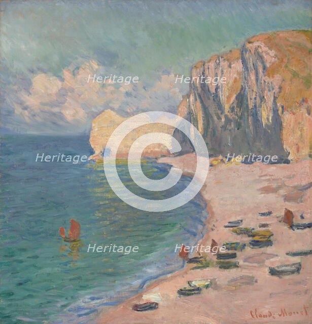 Étretat: The Beach and the Falaise d'Amont, 1885. Creator: Claude Monet.