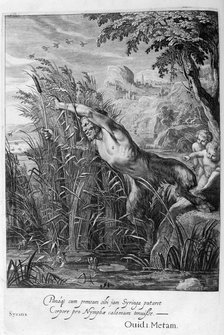 Pan pursues Syrinx who is transformed into a reed, 1665. Creator: Unknown.