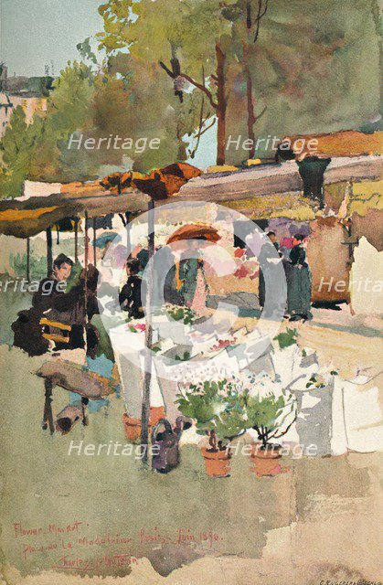 'Flower Market Paris', 1890, (1897.) Artist: Charles John Watson.