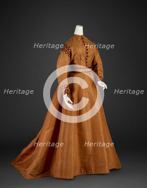 Day Dress (Bodice, Skirt, Sash), 1865-1867. Creator: Unknown.