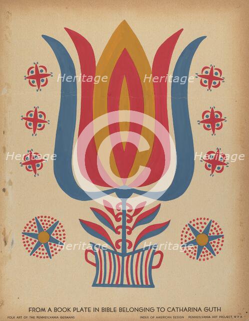 Drawing for Plate 9: From the Portfolio "Folk Art of Rural Pennsylvania", c. 1939. Creator: Unknown.