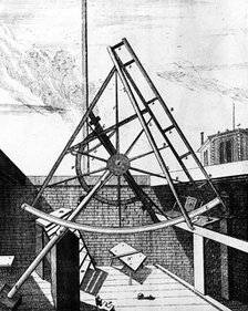 Flamsteed's equatorially mounted sextant fitted with telescope, 1725. Artist: Unknown