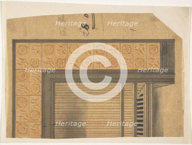 One half a Tiled Fireplace Surround, 19th century. Creator: Anon.