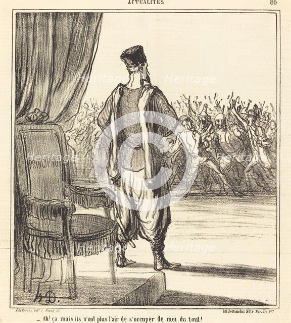 Ah! ça mais ils n'ont plus l'air de s'occuper de moi du tout!, 1866. Creator: Honore Daumier.