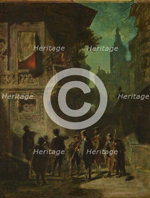 Spanish Serenade from the Barber of Sevilla, ca 1856. Creator: Spitzweg, Carl (1808-1885).