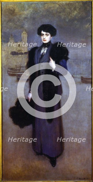 Portrait of Mrs. Dolores Vidal, 1911. Creator: Casas, Ramón i Carbó (1866 - 1932) .