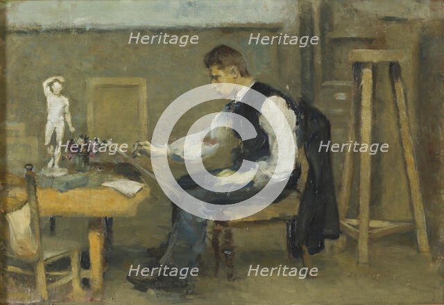 A Man Drawing, 1893. Creator: Otto Holmstrom.